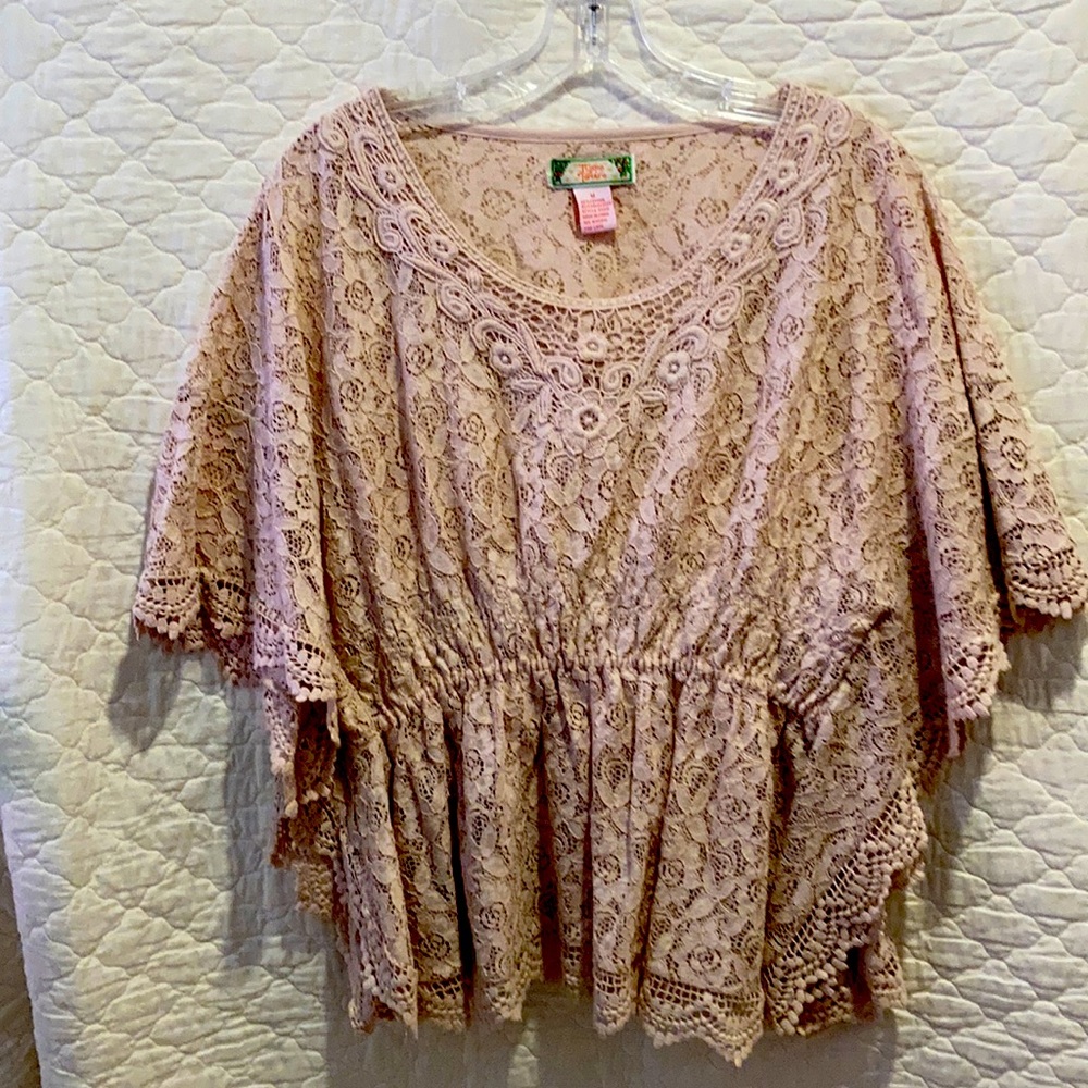 Flying tomato lace elastic waist top